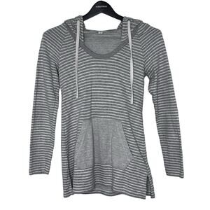 STANDARD JAMES PERSE Women's Gray Stripe Top with hood long sleeves size 2